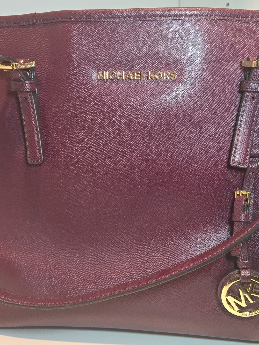 Michael Kors Women's Burgundy Leather Tote Bag